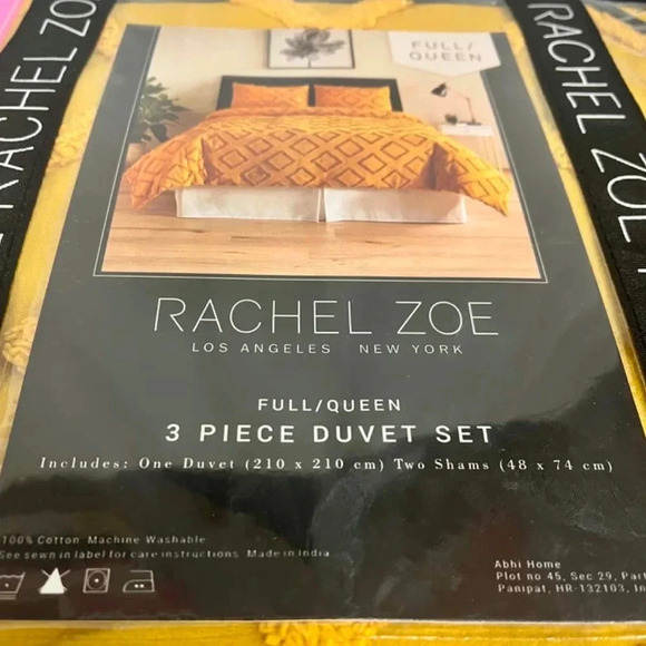 Rachel  Zoe Queen Comforter and 2 Pillowcases Mustard Yellow 100% Cotton - Picture 3 of 8